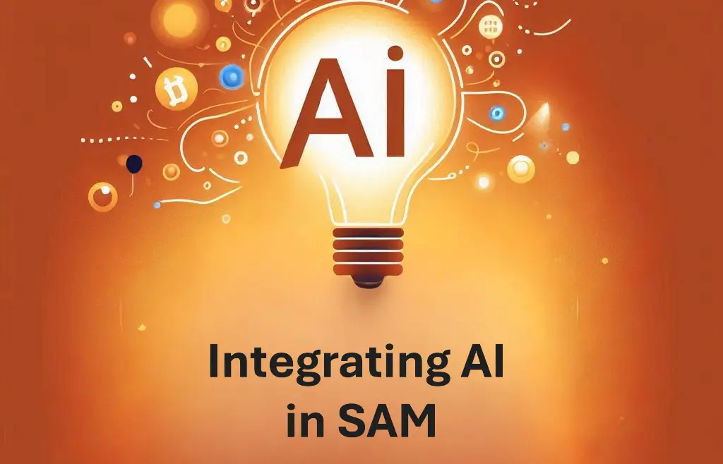 A lightbulb representing AI that reads Integrating AI in SAM
