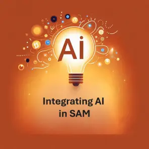 A lightbulb representing AI that reads Integrating AI in SAM