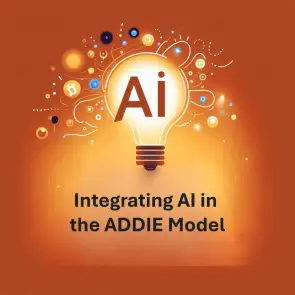 A lightbulb representing AI that reads Integrating AI in the ADDIE Model