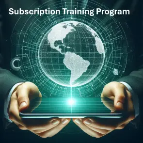 Hands holding globe with the words Subscription Training Program