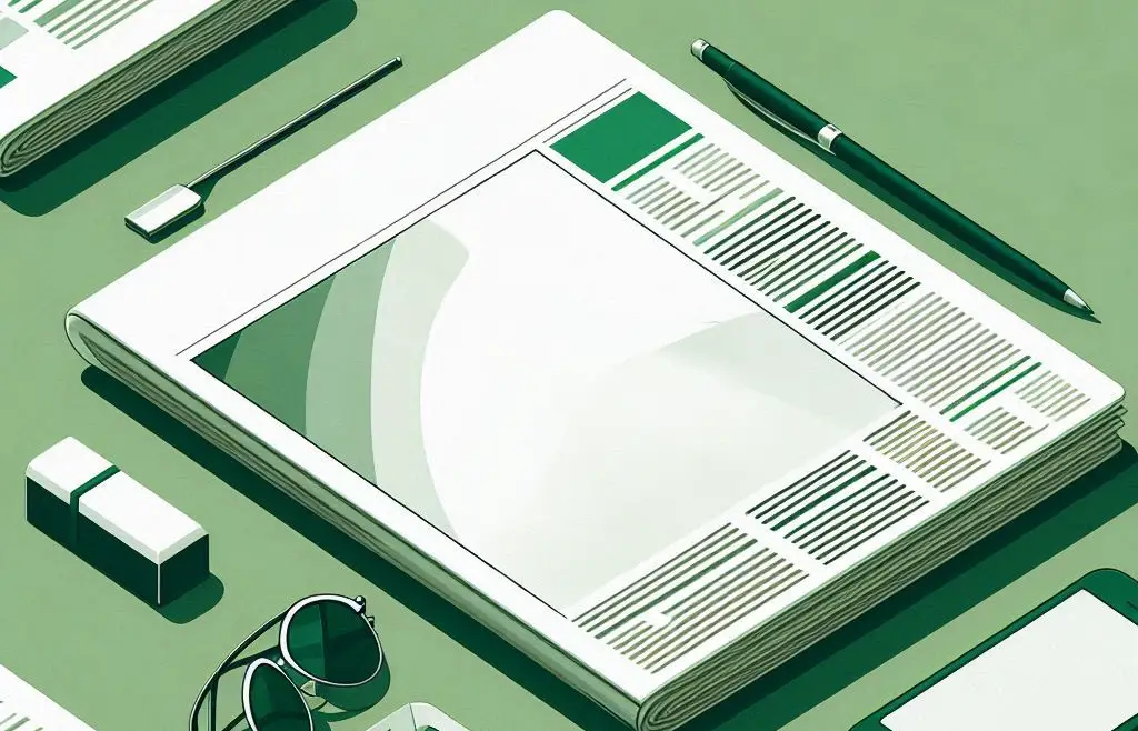 A newspaper with desktop items with the words Training Newsletter